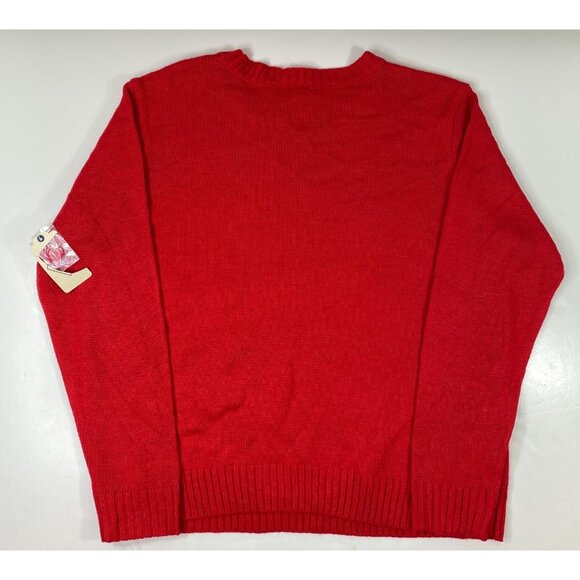 St John's Bay Womens Red White "Cheers" Knit Classic Crafted Sweater Size XXL - Picture 2 of 4